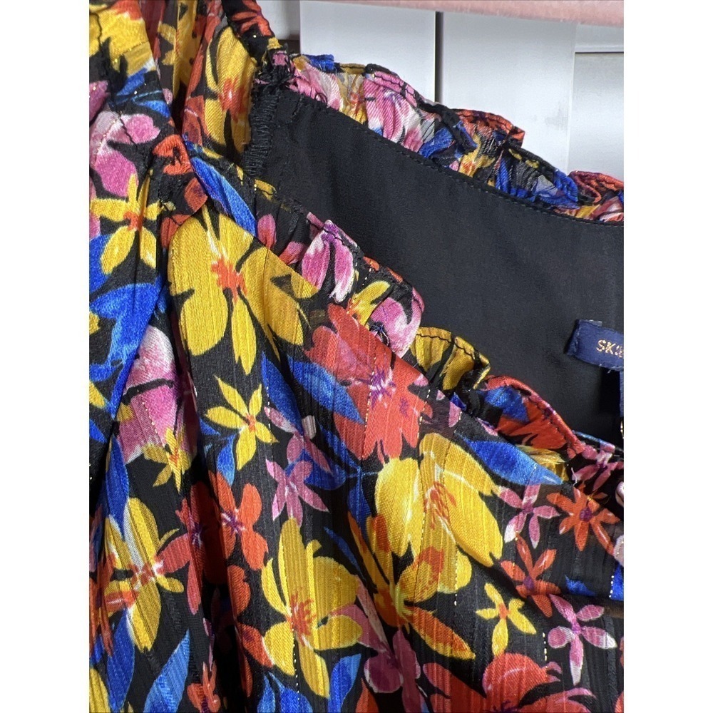 Skies Are Blue Floral Balloon Sleeve Ruffle Top Women's Size Large NWT - Picture 4 of 12